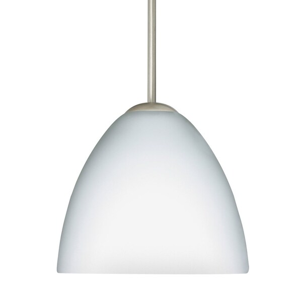 Besa Lighting Sasha Cord Pendant, Opal Matte, Satin Nickel Finish, 1x9W LED 1BT-757207-LED-SN - main
